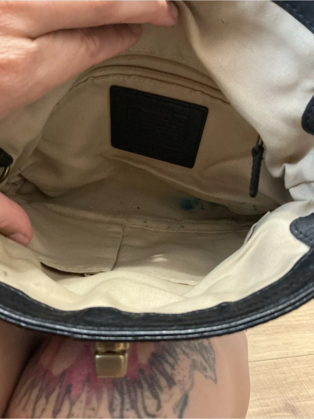 Coach Black Pebbled Leather Shoulder Bag with Contrast Stitching
